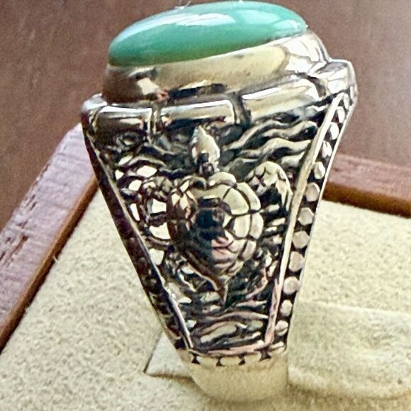 Mojave Blue Turquoise Turtle Motif Statement Ring Bold Southwestern Style New - Picture 4 of 6